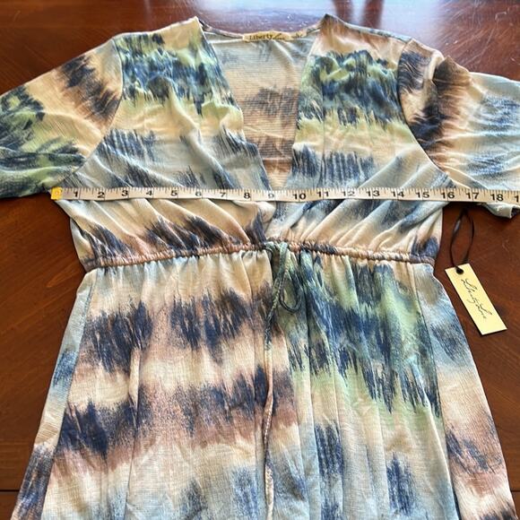 Liberty Love Blue Print Flowing Swimsuit Coverup Woman Size Large Tie Front - Picture 11 of 13